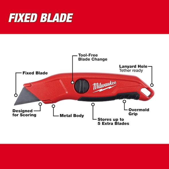 Milwaukee Tool Utility Knife,Fixed Blade Operation 48-22-1513