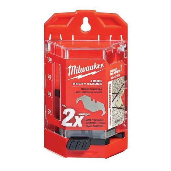 Milwaukee Tool Hook Utility Knife Blades w/ Dispenser, PK50 48-22-1952