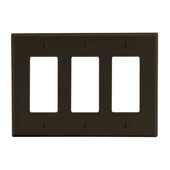 Rocker Wall Plate, Number of Gangs: 3 Plastic, Satin Finish, Brown