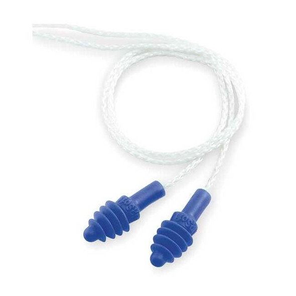 AirSoft Disposable Corded Ear Plugs, Flanged Shape, NRR 27 dB, Blue, 100 Pairs