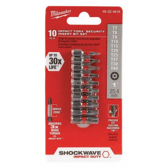 Milwaukee Tool SHOCKWAVE Torx Security Insert Bit Set - 10PC 48-32-4618