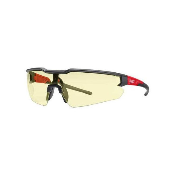 Safety Glasses, Anti-Scratch, Yellow Lens, Black Frame, Half-Frame