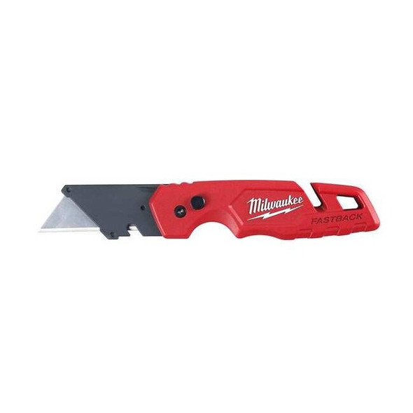 FASTBACK Folding Utility Knife with Blade Storage, 6-7/8 in, Red