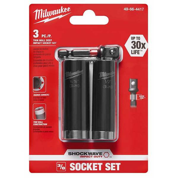 Milwaukee Tool Impct Skt St,Steel,Blk Oxd,1/2- 9/16 in 49-66-4417 Milwaukee Tool Impct Skt St,Steel,Blk Oxd,1/2- 9/16 in 49-66-4417