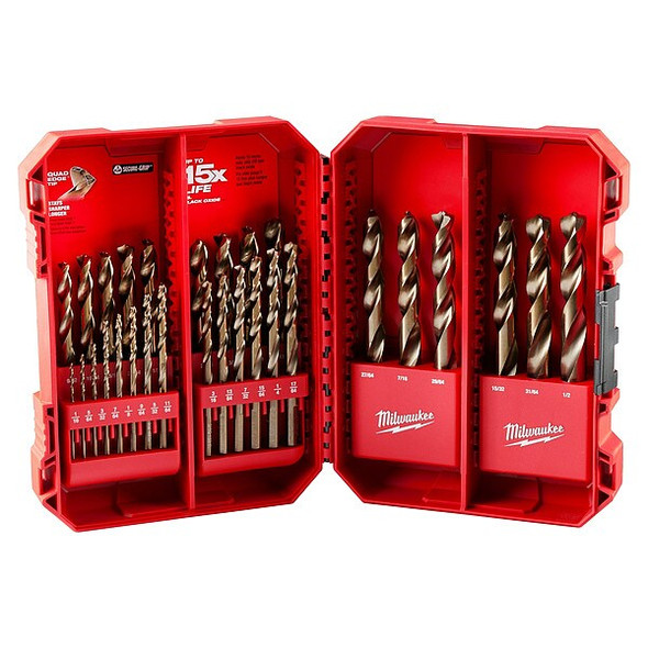 Milwaukee Tool RED HELIX Cobalt Drill Bit Set, 29-Piece 48-89-2332