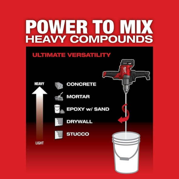 Milwaukee Tool M18 FUEL Mud Mixer with 180 Degree Handle (Tool Only) 2810-20