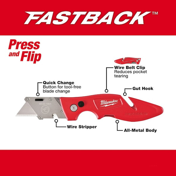 Milwaukee Tool Flip Utility Knife,5",Red 48-22-1901
