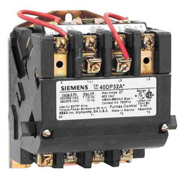Siemens 120VAC Non-Reversing Magnetic Contactor 3P 18A NEMA 0 40CP32AF