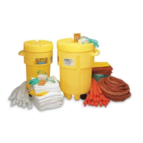 Spill Kit, 62 gal Volume Absorbed per Kit, 157 gal Capacity, Drum, Yellow, 140  1399-YE