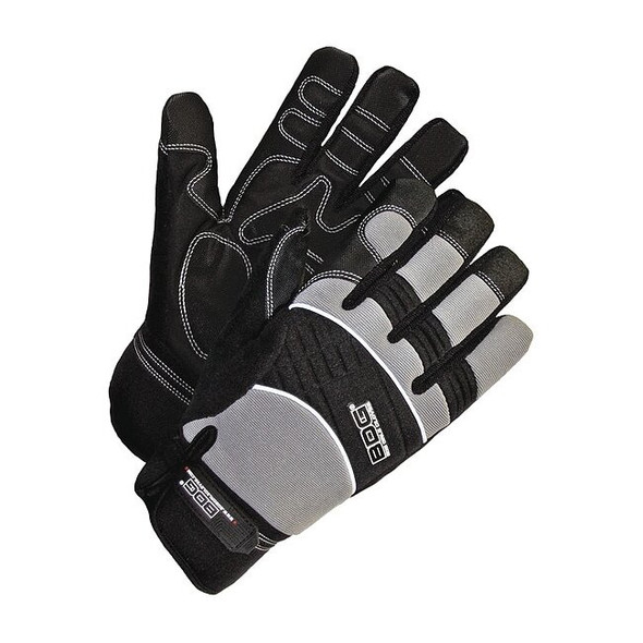 Bdg Mechanics Gloves,Black/Gray,Slip-On,L 20-1-10008-L