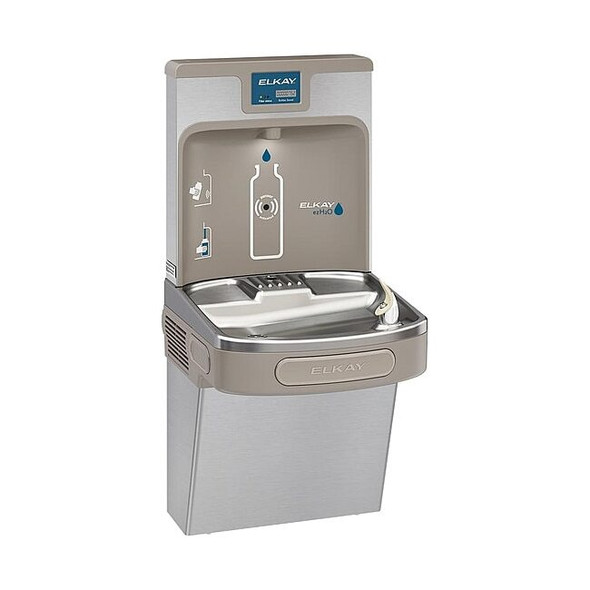 Drinking Fountain with Bottle Filler On-Wall Mount, 1 Levels, Silver, Indoor