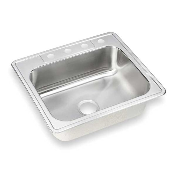 Elkay Bowl Drop-In Sink,25"x22"x8.125",Silver DSE125223