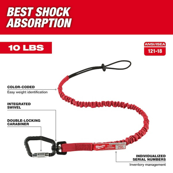 Milwaukee Tool Locking Tool Lanyard,10 lb. 48-22-8810