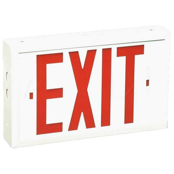 Exit Sign, White, 2 Face(s), LED, Universal Mount, Not Battery Powered