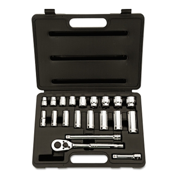 Socket Set, 20-Pc, 3/8 in Drive, Standard and Deep, 12-point