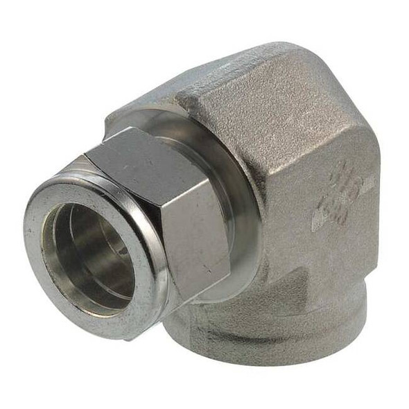 Parker 1/2" x 3/8" A-LOK x FNPT SS Female 90 Degree Elbow 6FEL8N-316