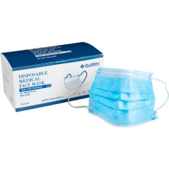 Global Industrial Disposable Medical Face Mask 3-Ply w/Earloops ASTM Level 3 Blu Global Industrial Disposable Medical Face Mask 3-Ply w/Earloops ASTM Level 3 Blu