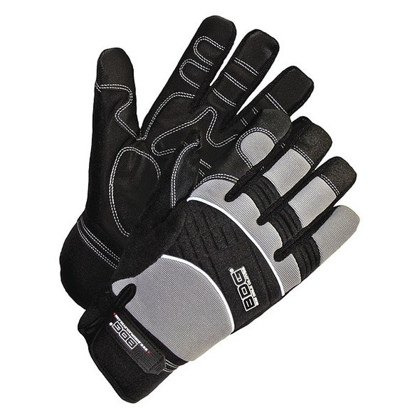 X-Site Mechanics Gloves, Synthetic Leather Palm, Spandex Back, XL, Black/Gray