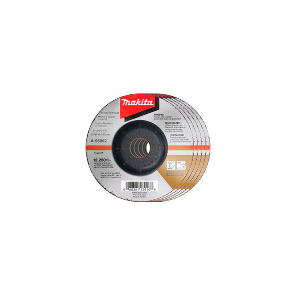 Makita INOX Grinding Wheel 36 Grit Type 27 5"" Dia x 1/4""T x 7/8"" Cntr Hole Di