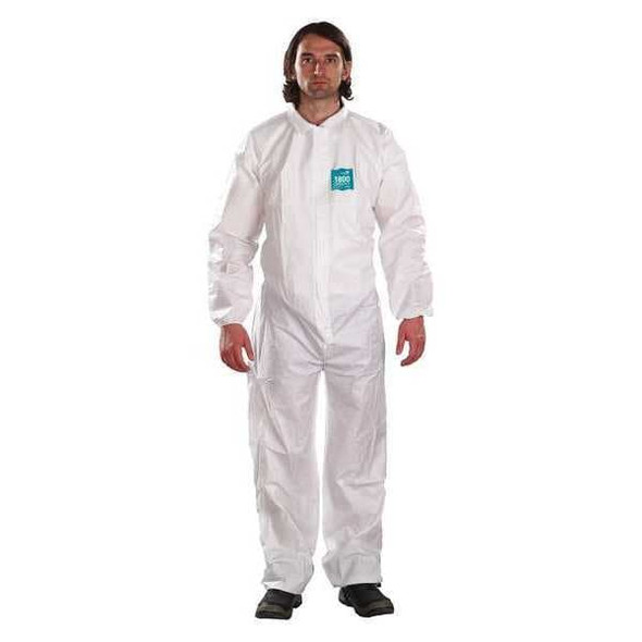 Ansell Collared Coverall, S, White, Microporous Laminate WH18-B-92-103-02