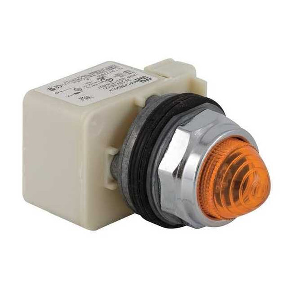 Schneider Electric Pilot Light, LED, 120V, 30mm, Chrome, Amber 9001KP38LYA9