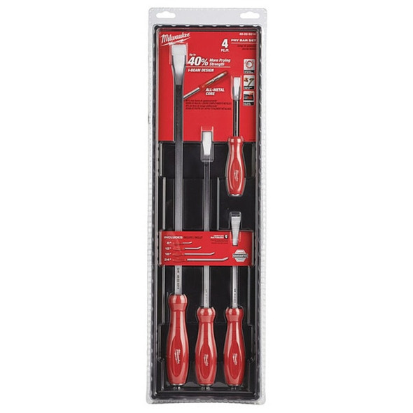 Milwaukee Tool Pry Bar Set,4 pcs.,8"-12"-18"-24" L 48-22-9214