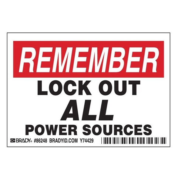 Brady Machine/Equipment Label,English,PK5, 86248 86248