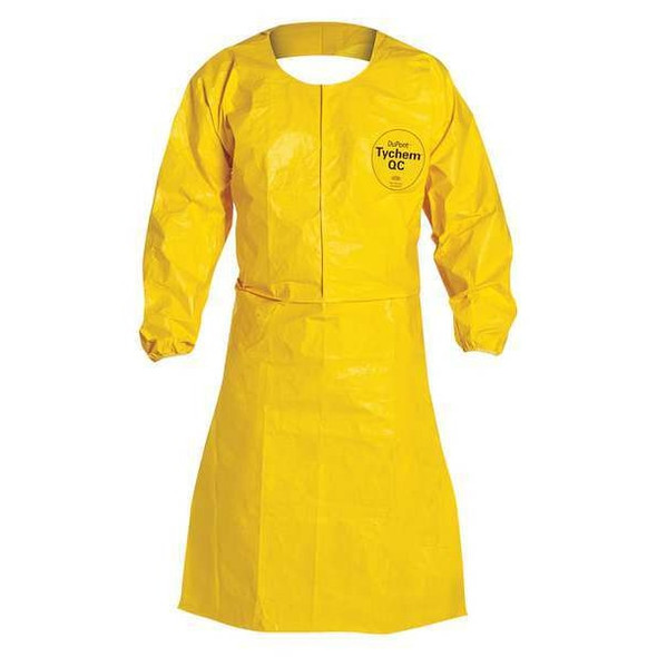Dupont Apron, Polyethylene Coated High Density Polyethylene, Yellow, 44", L QC275BYLLG002500
