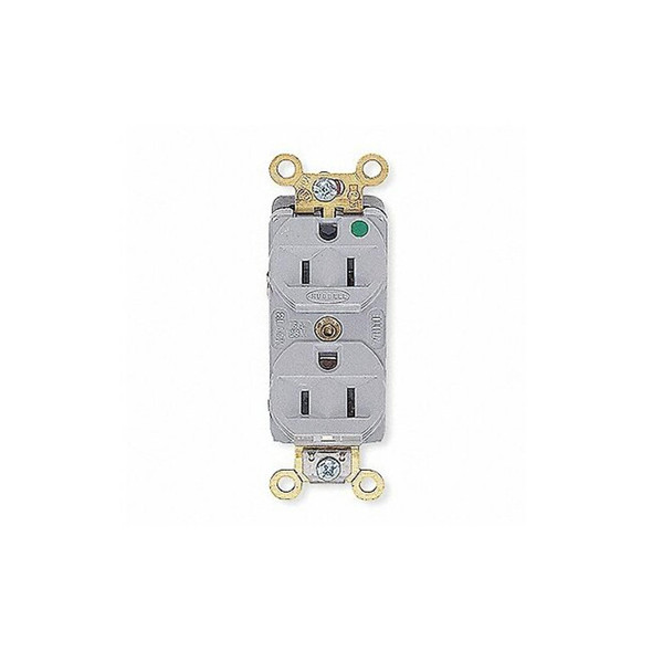 Hubbell Wiring Device-Kellems Receptacle,Duplex,15A,5-15R,125V,Gray HBL8200HG