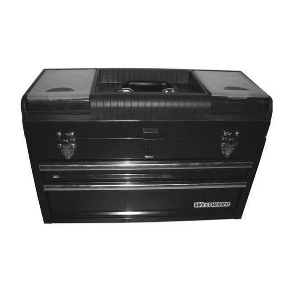 Westward WESTWARD Tool Box, Steel, Black, 20 in W x 8 in D x 14 in H 44ZJ87