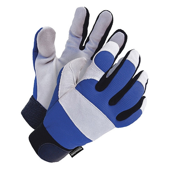 X-Site Mechanics Gloves, Cowhide Palm, Spandex Back, 2XL, Black/White