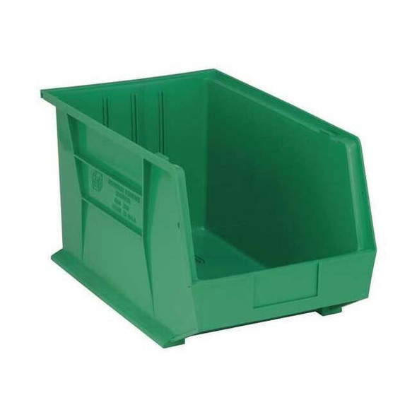 Hang & Stack Storage Bin, Polypropylene, Green, 10 in H, 11 in W, 18 in L