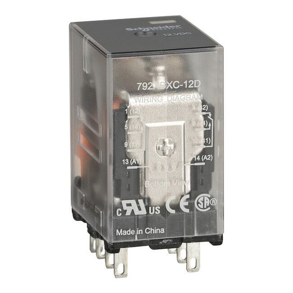 Plug-In, General Purpose Relay, Square, 12 A, 8 Pins, Faston Connector Pack of 2