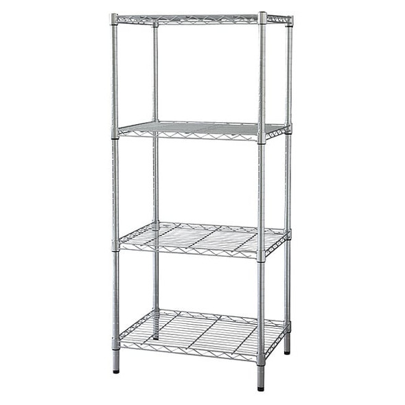Wire Shelving Unit, 24"D x 24"W x 74"H, 4 Shelves, Chrome
