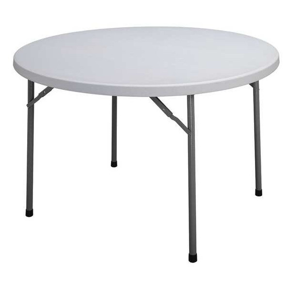 Round Folding Table, 60" dia. W, 29" H, Blow Molded Polyethylene Top, Gray