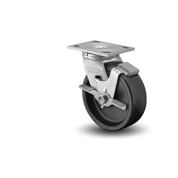 8" X 2" Non-Marking Polypropylene Swivel Caster, Face Brake, Loads Up To 850 lb
