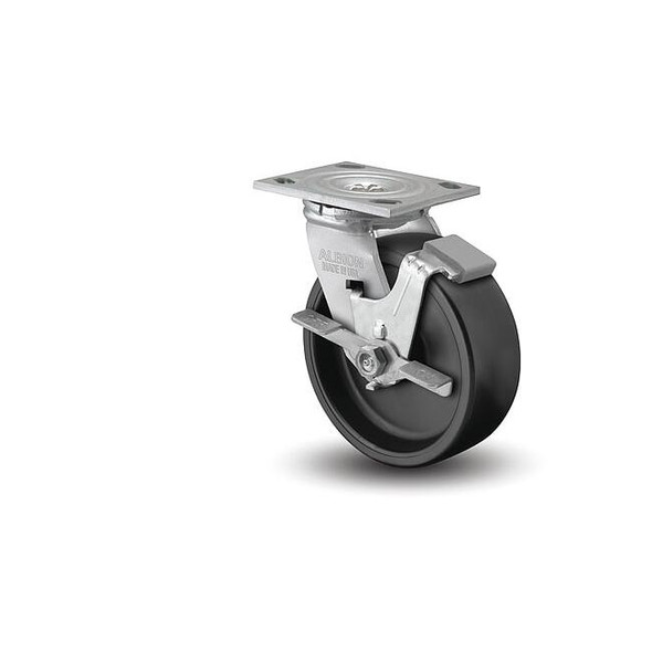 8" X 2" Non-Marking Polypropylene Swivel Caster, Face Brake, Loads Up To 850 lb
