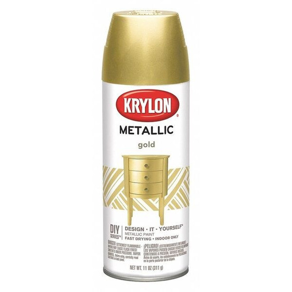 Krylon Spray Paint, Gold Metallic, Metallic, Solvent, 11 oz K01706007