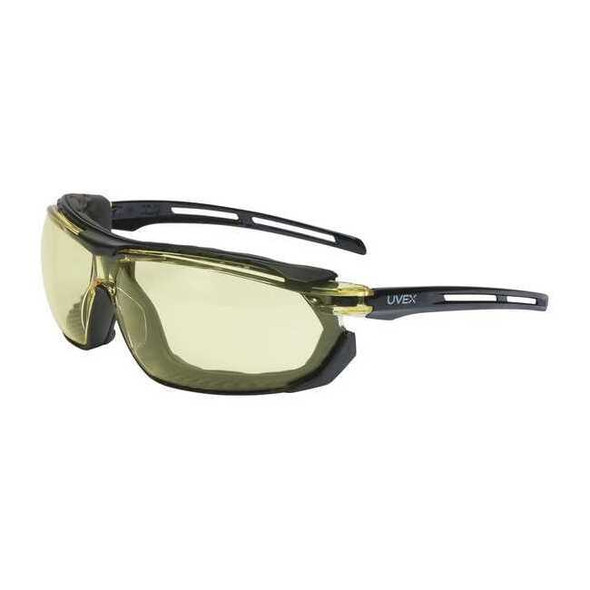 Tirade(TM), Safety Glasses, Anti-Fog, Amber Lens, Black Frame, Frameless