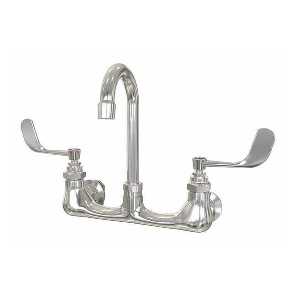 Sani-Lav Manual Gooseneck Service Sink Faucet, 8" Mount, Chrome 2 Hole 206.5