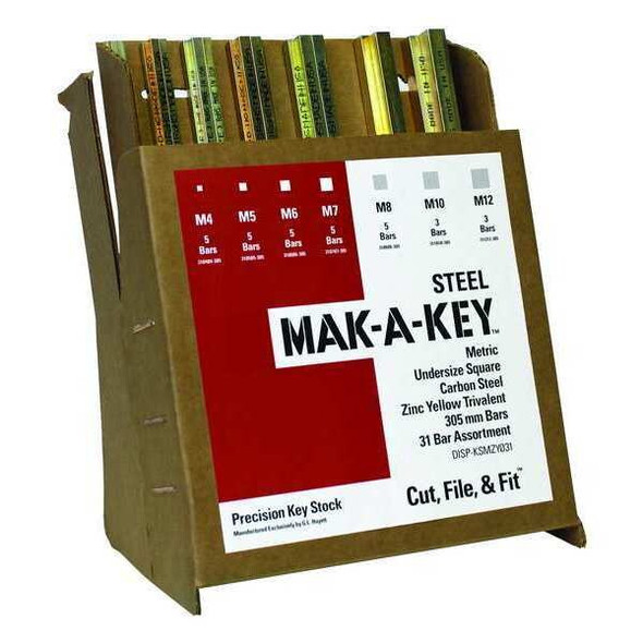 Mak-A-Key Oversized Key Stock Assortment, Square End, Steel DISP-KSMZY031-OV