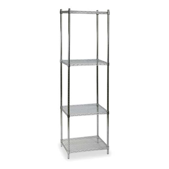 Wire Shelving Unit, 24"D x 36"W x 85"H, 4 Shelves, Chrome