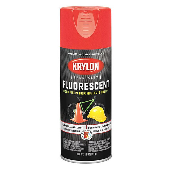 Krylon Spray Paint, Flourescent Yellow Orange, Gloss, Solvent, 11 oz K03102777