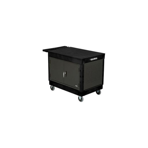 Global Industrial Top Flat Shelf Utility Cart w/Cabinet 500lb. Capacity 5"" Cast