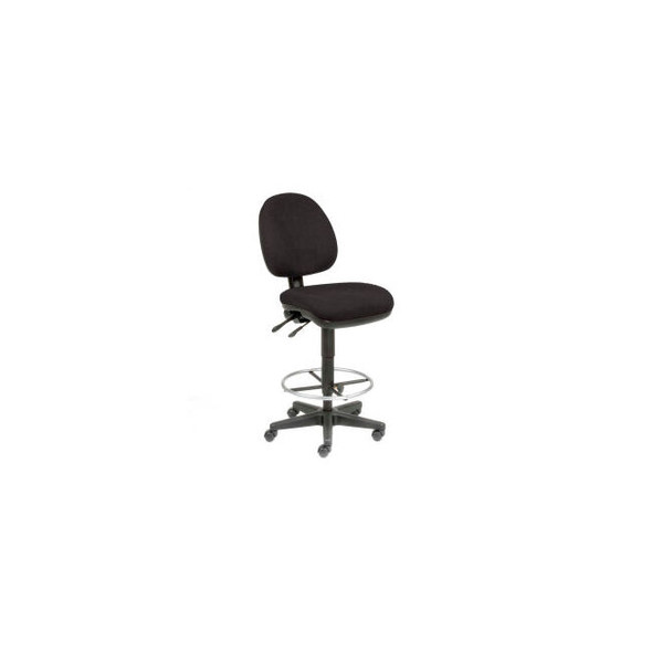 Interion Office Stool - Fabric - 360 degrees Footrest - Black