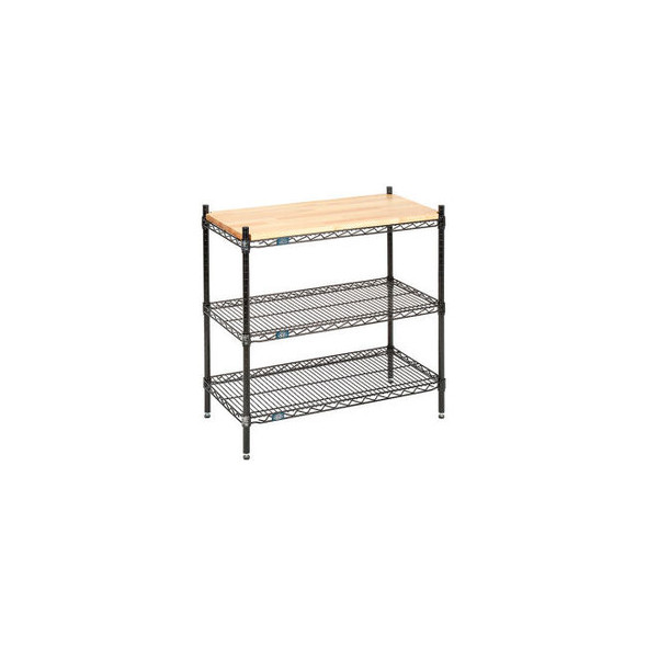 Nexel 3 Shelf Black Epoxy Wire Shelving Display Unit Starter 36""W x 24""D x 34"