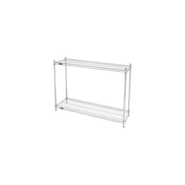 Nexel 2 Shelf Chrome ESD Wire Shelving Unit Starter 48""W x 12""D x 34""H