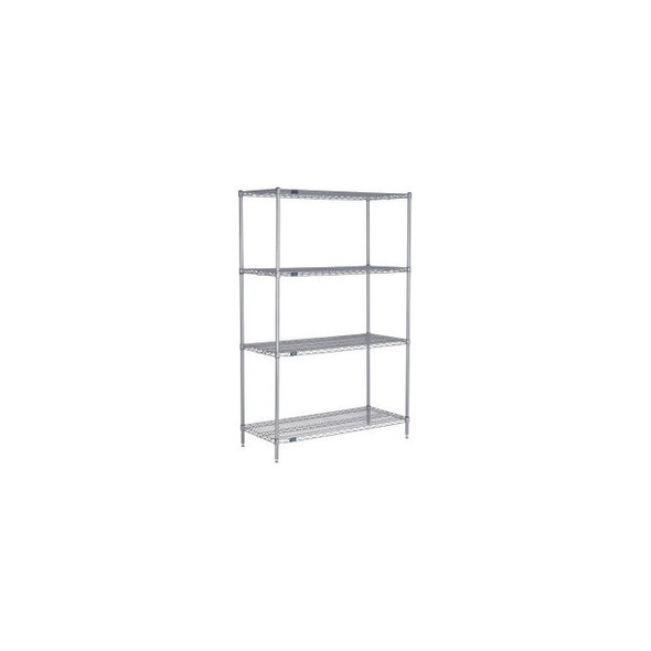Nexel 4 Shelf Nexelate Silver Epoxy Wire Shelving Unit Starter 48""W x 36""D x 6