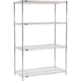 Nexel 4 Shelf Chrome ESD Wire Shelving Unit Starter 36""W x 36""D x 54""H
