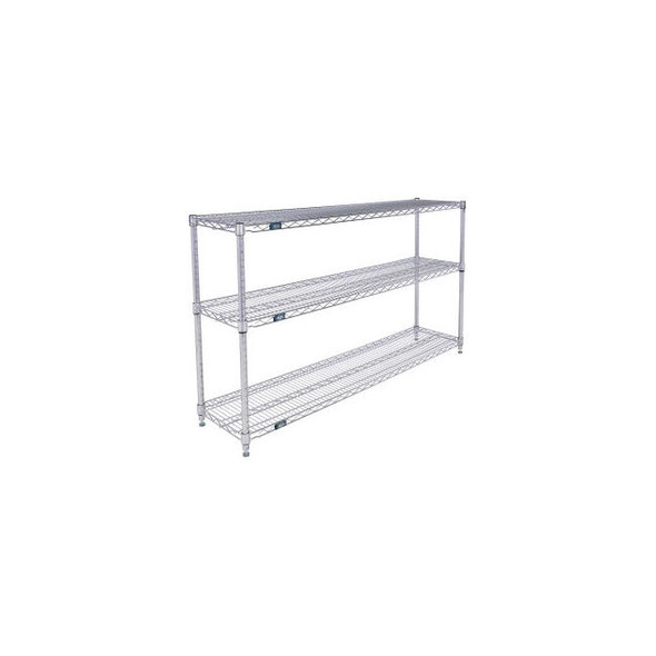Nexel 3 Shelf Chrome Wire Shelving Unit Starter 60""W x 14""D x 34""H